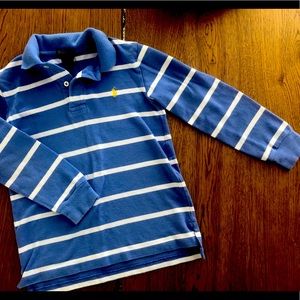 Boys long sleeve polo shirt with stripes.